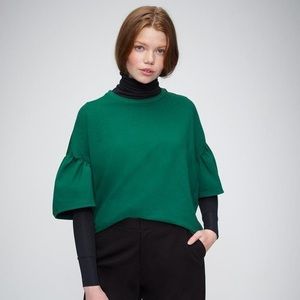 Universal Standard puff sleeve forest green top